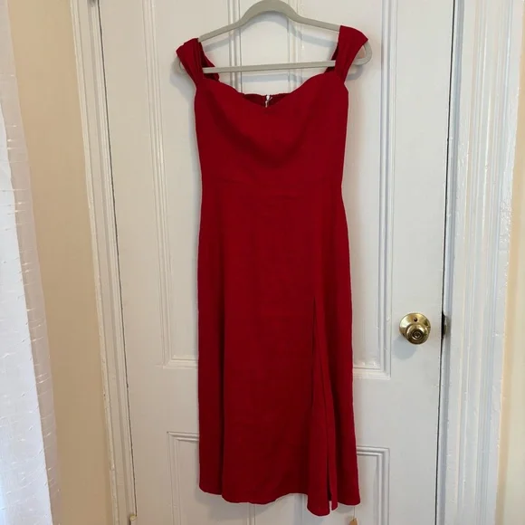 a line linen dress with pockets Pink Linen Dress with Belt main image 1